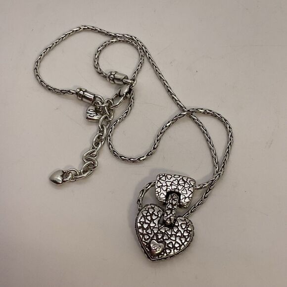 Brighton Cafe Au Lait Silver Played Heart Pendant Necklace - Picture 5 of 5